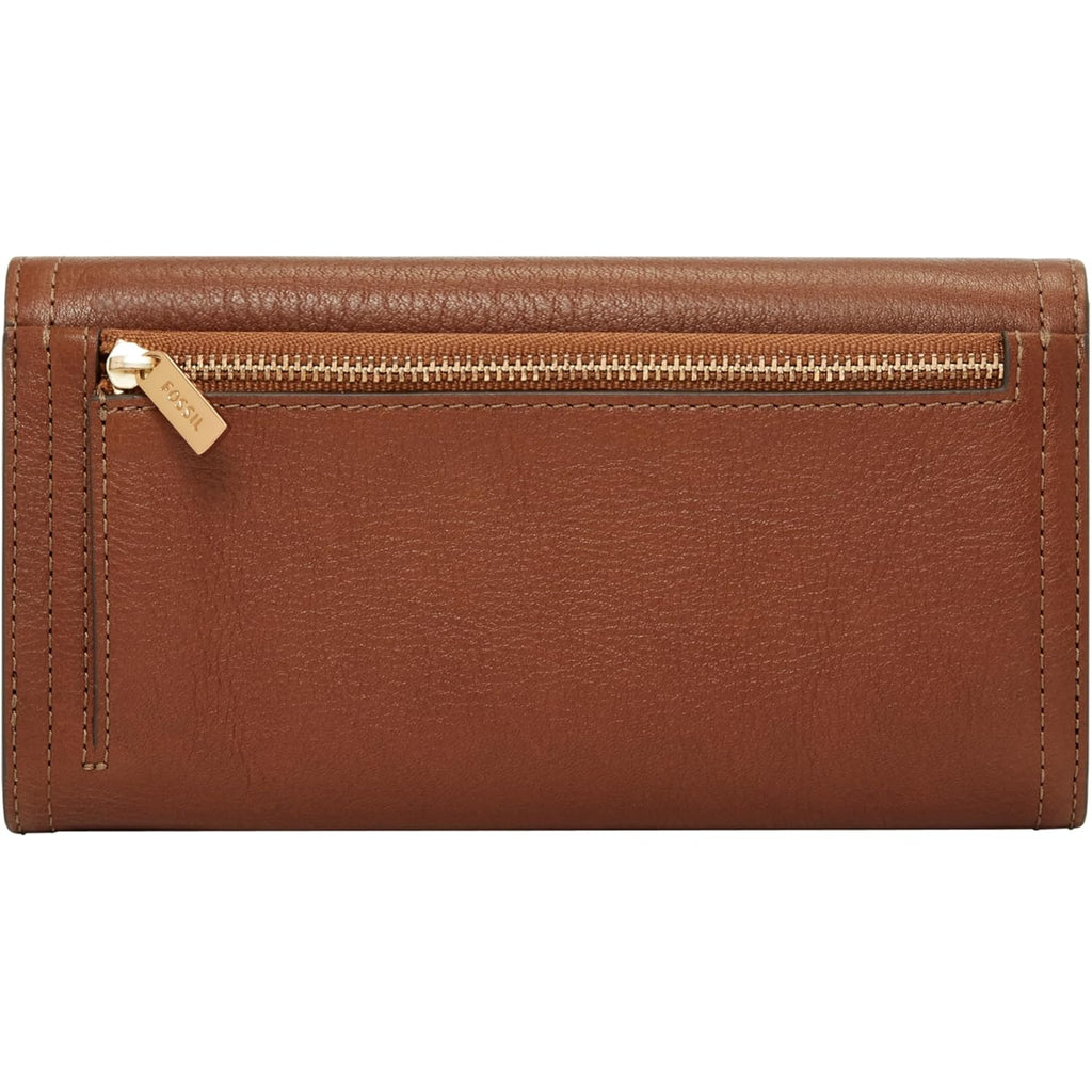 Fossil Women's Logan Leather Wallet RFID Blocking Flap Clutch Organizer