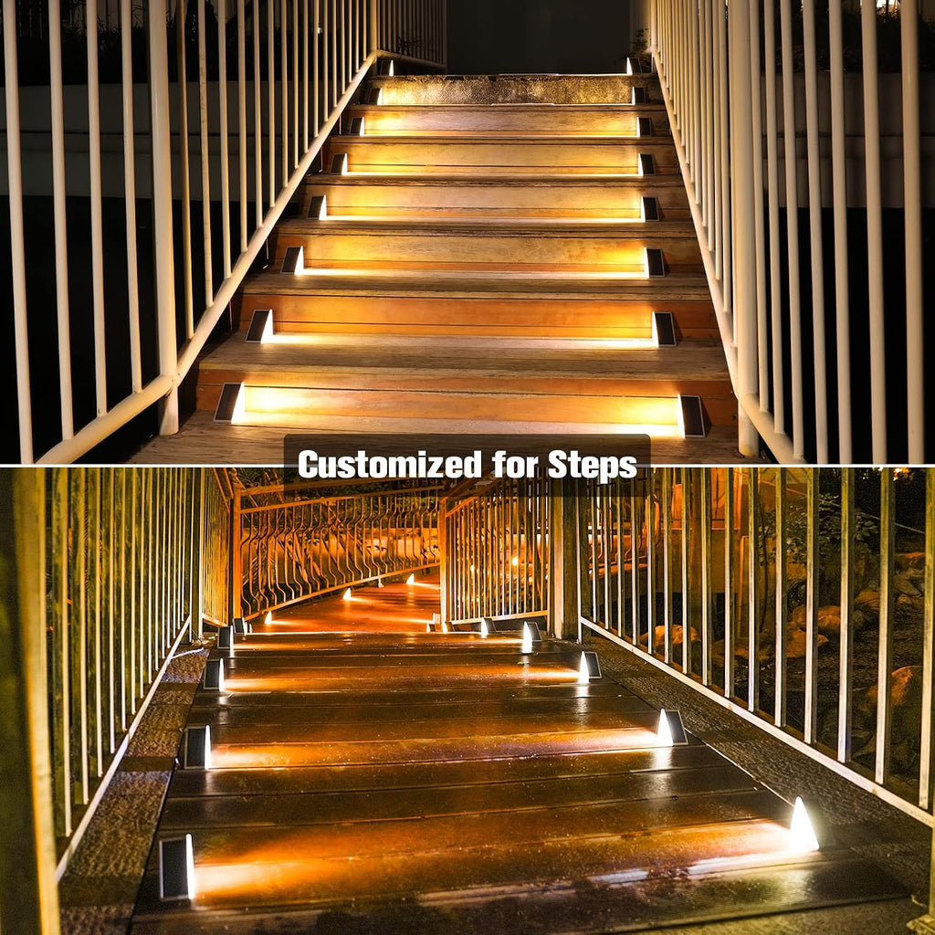 Volisun Solar Stair Lights 6 Pack, Solar Step Lights Outdoor Waterproof Ip67, Led Outdoor Step Light,Outdoor Light Decor For Garden Stair, Deck, Front Step, Front Porch, And Patio（3000K）