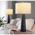 Lumisource Kona 31" Contemporary Polyresin Table Lamp In Matte Black Polyresin, Modern Brass And Natural Linen Shade From Grandview Gallery Set Of 2