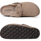 Kidmi Genuine Suede Clogs For Women Men Cork Footbed Sandals Leather Mules Potato Shoes With Arch Support