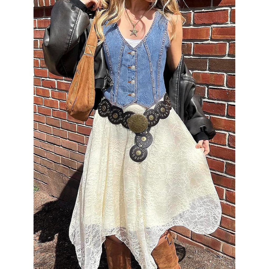 Lyhipss Denim Vest Women V Neck Jean Vest Tops For Women Sleeveless Button Down Summer Outfit Denim Tops