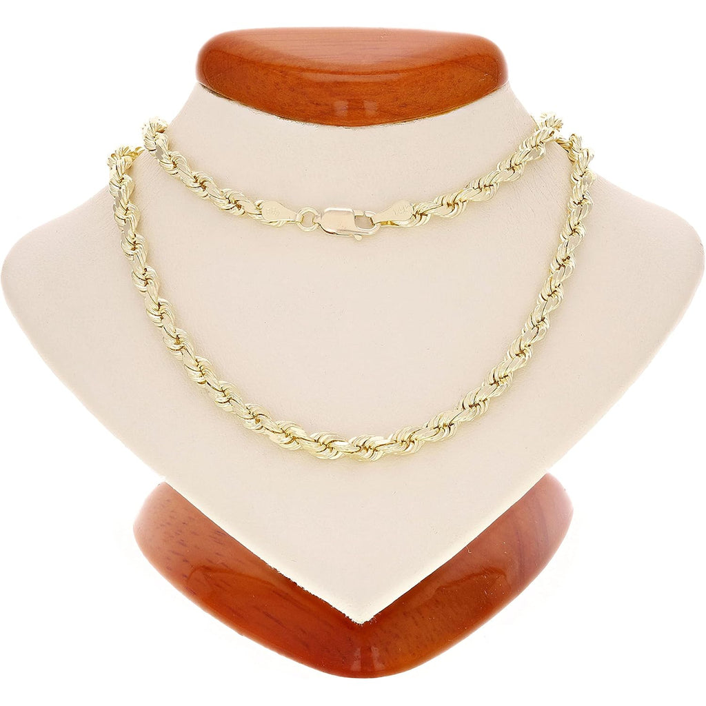 Solid 14k Gold Rope Chain - Thin Rope Link Chain Necklace - Mens and Womens Jewelry Made with Hypoallergenic Yellow 14 Karat Gold