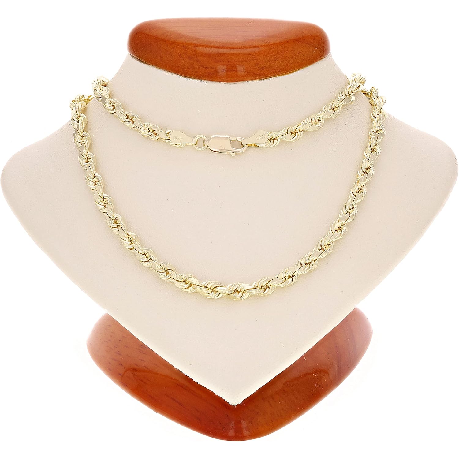 Solid 14k Gold Rope Chain - Thin Rope Link Chain Necklace - Mens and Womens Jewelry Made with Hypoallergenic Yellow 14 Karat Gold