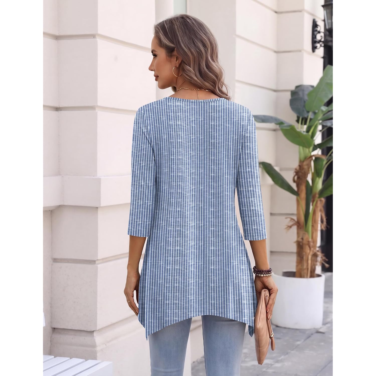 Zeagoo 3/4 Sleeve Womens Tops Dressy Casual Tunics to Wear with Leggings Loose Fit Cute Blouses 2026 Trendy