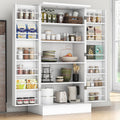 47” Pantry Cabinet, Kitchen Pantry Storage Cabinet With Doors And Adjustable Shelves,Freestanding Buffet Cupboards Sideboard For Living Room And Dinning Room (White)