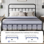 Yaheetech Queen Bed Frame With Headboard, Victorian Vintage Black Iron