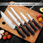 Knife Set, 6-Piece Kitchen Knife Set, German High Carbon Stainless Steel, Durable & Easy Clean Knife Block, Black
