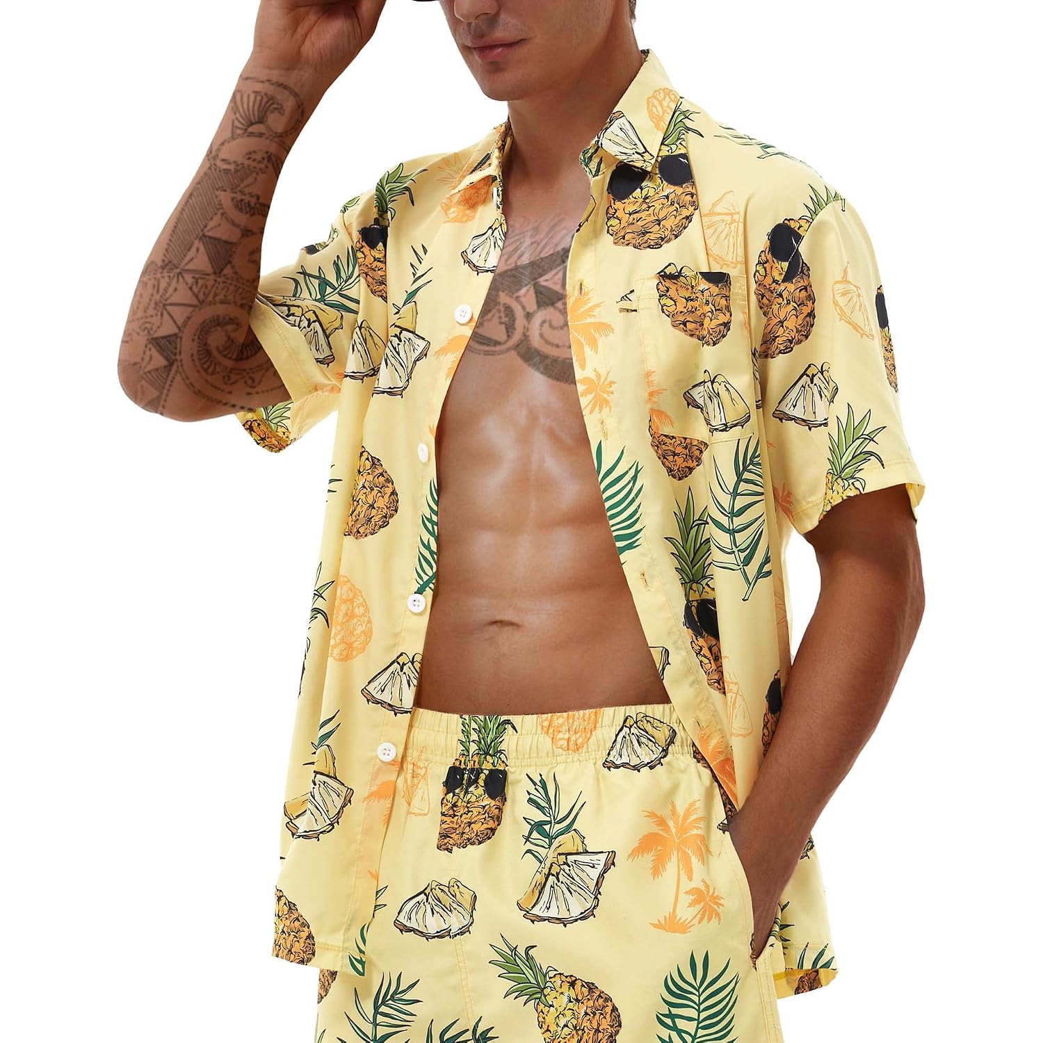 Hawaiian Shirts For Men Short Sleeve Casual Button Down Shirt Summer Beach Aloha Shirt Holiday Party Tropical Print