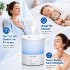 Megawise Ultrasonic Cool Mist Humidifier Sk7620 - 1.5L Capacity, Whisper-Quiet Operation, Adjustable Mist Output, Auto Shut-Off - Ideal For Home, Office, Baby Room, And Bedroom
