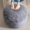 Higogogo Round Stuffed Pouf Ottoman, Corduroy Poufs With Foam Chunk Filling, Furry And Fluffy Pouf Foot Stool Storage Ottoman, 20 X 15 Floor Poufs Foot Rest For Living Room, Dark Grey