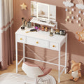 Small Makeup Vanity Desk 27.5''W With Mirror And Lights, White | 3 Drawers, Usb Lighted Mirror, Height-Adjustable Stand, Fabric Drawers, Girls/Kids Gifts, Bedroom, Small Space, Dorm