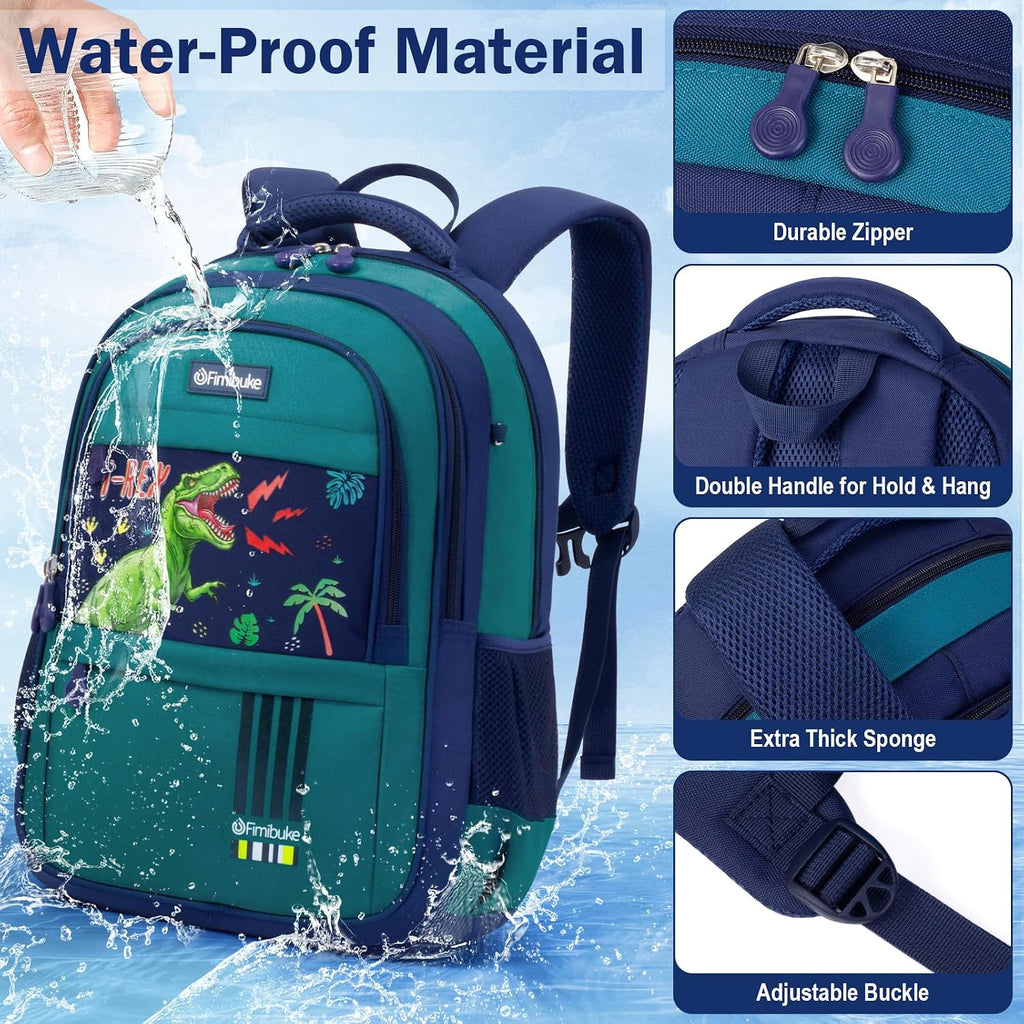 Fimibuke Kids Backpack For Boys, 3 Pcs Dinosaur Backpack W/Lunch Box Set | Waterproof Boys Bookbag Lunch Box Combo For Toddler Kids Age 5-12 , Dino School Bag For Kindergarten To Middle Back To School