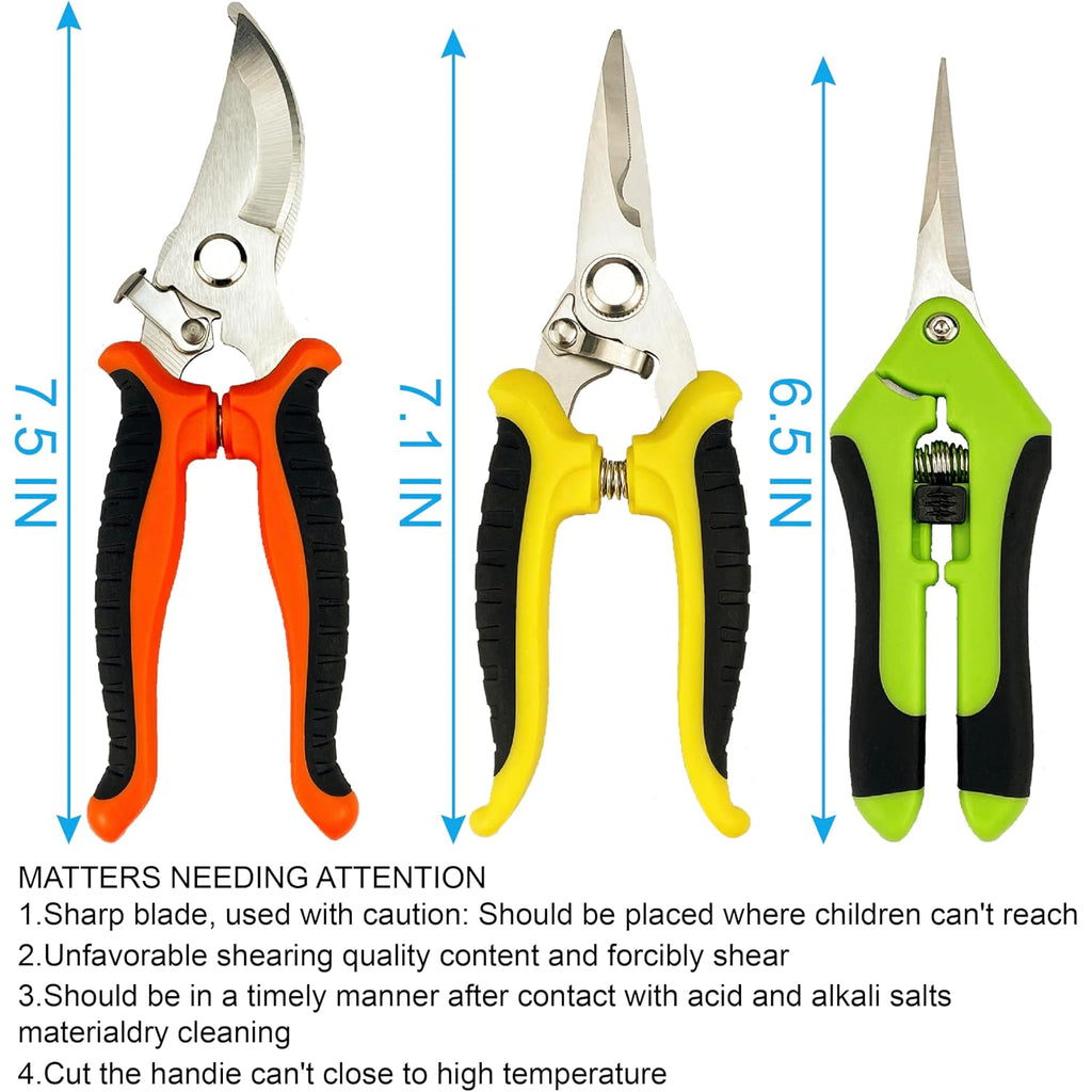 Pruning Shears, 5 Pack Garden Shears With Gardening Gloves, Clippers Handheld, Stainless Steel Garden Snips, Lengnoyp Pruners For Gardening