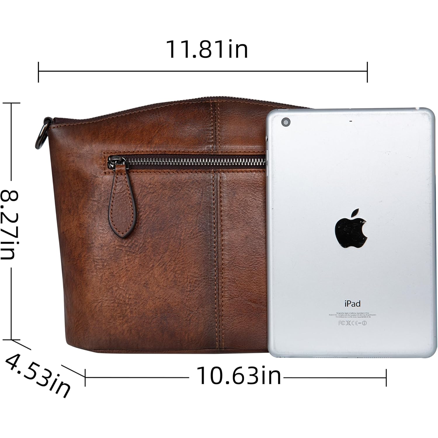 HESHE Crossbody Bags for Women Genuine Leather Purses with Multi-Pockets Vintage Ladies Small Shoulder Satchel Bag