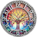 Wangiro 12" Round Tree Of Life Wall Clock Silent Non-Ticking Antique Silver | Plastic Frame,Precise Quartz Movement,Easy-Read Numerals,Easy To Hang,Ideal Gift For Living Room Bedroom Office Decor