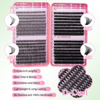 Lash Clusters Kit for Beginners Eyelash Clusters Kit Lashes Clusters Kit Cluster Lashes Pestañas Postizas Naturales with Lash Bond&Seal,Lash Tweezers,Brush RITALASH(640pcs 20D+40D+60D+80D Kit,9-16mm)
