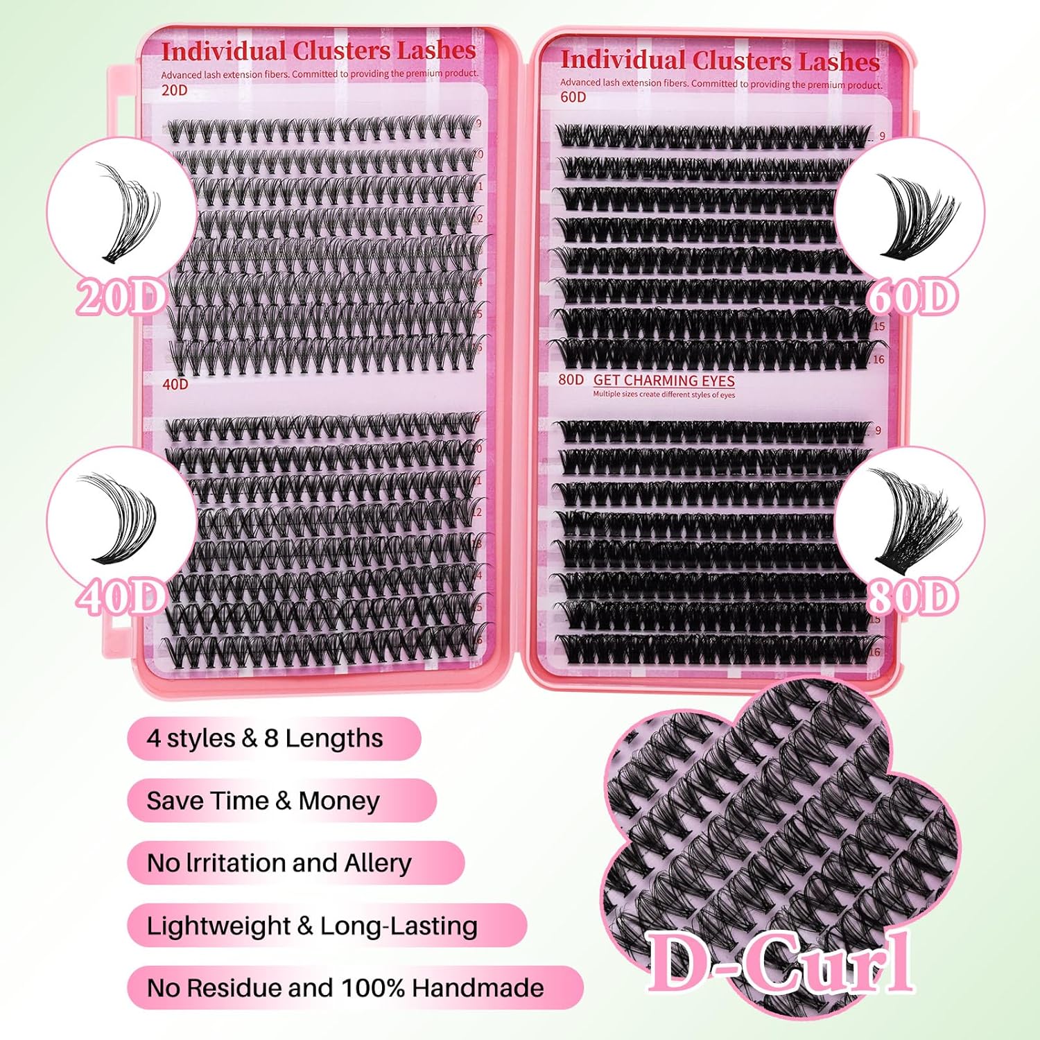 Lash Clusters Kit for Beginners Eyelash Clusters Kit Lashes Clusters Kit Cluster Lashes Pestañas Postizas Naturales with Lash Bond&Seal,Lash Tweezers,Brush RITALASH(640pcs 20D+40D+60D+80D Kit,9-16mm)