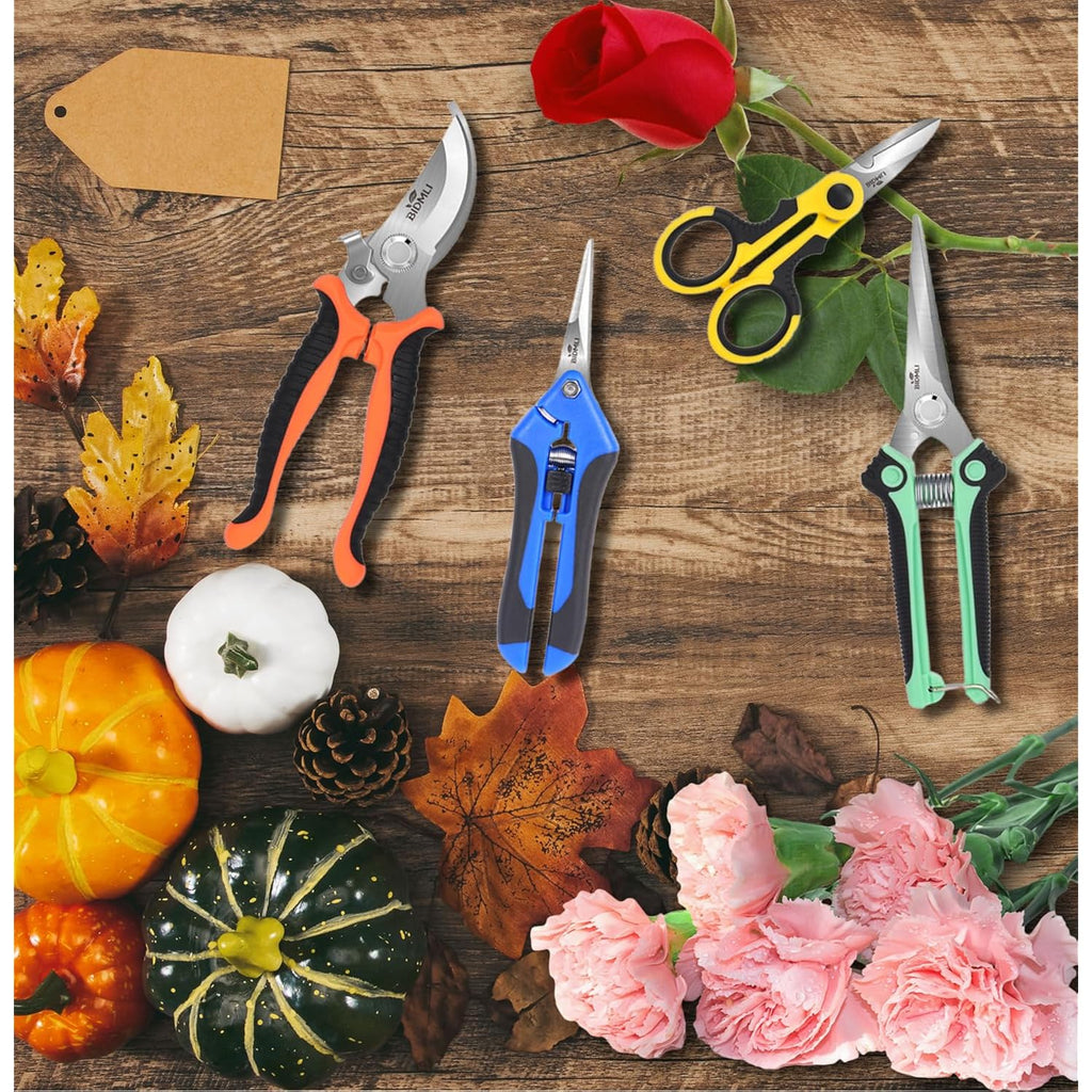 4-Pack Multifunctional Garden Scissors Set-Bidmli Stainless Steel Pruning &Floral Shears With One-Piece Handle Blades For Tree Pruning, Flower Trimming, And Fruit Picking Tasks At Home&Garden Tool.