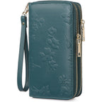Womens Wallet Rfid Blocking Large Capacity Vegan Leather Double Zip Wristlet Wallet Card Holder Travel Ladies Clutch
