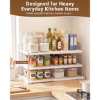 Everie Extendable 3-Tier Kitchen Cabinet & Pantry Organizer For Plastic Wrap, Foil & Storage Bags, Adjustable Heavy Duty Shelf Rack For Wrap Boxes, Jars & Snack Boxes (11–16.7 In Wide), Pack Of 1