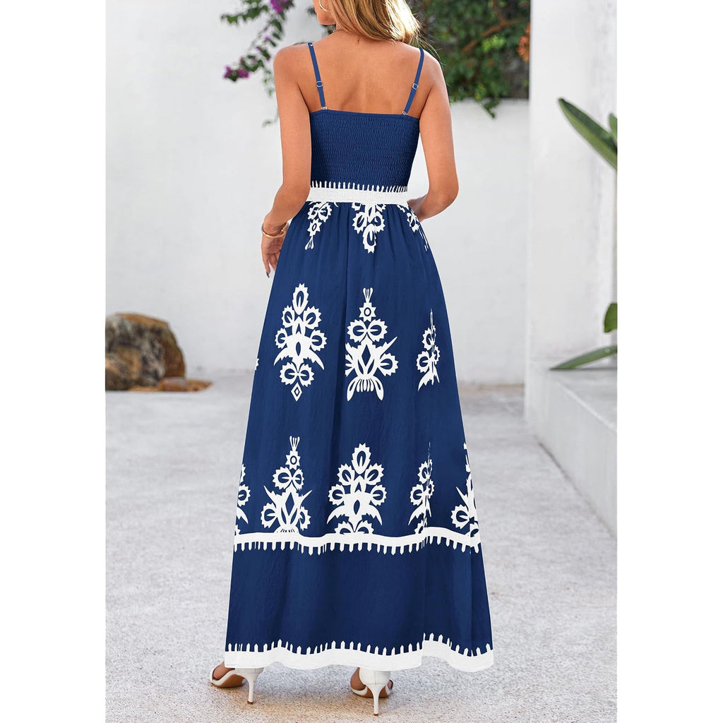 Prettygarden Summer Dress For Women 2026 Floral Sundress Spaghetti Strap Flowy Beach Vacation Boho Maxi Dresses