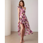 Grace Karin Womens Summer One Shoulder Sleeveless Dresses Floral Flowy Ruffle High Low Wedding Guest Maxi Sundresses