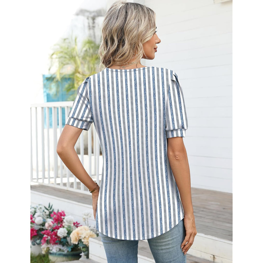 Lomon Womens Short Sleeve T Shirts Asymmetrical Neck Tops Business Blouses For Women Fashion 2026