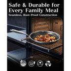 Nonstick Frying Pan with Lid 7-Inch, Durable Stainless Steel Skillet, Induction Cooktop Compatible, PFOA-Free Scratch-Proof, Dishwasher & Oven Safe, Stay-Cool Handle, Silver Kitchen Cookware