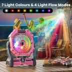 Misting Fan Portable With Rgb Lantern, 30000 Mah Rechargeable Camping Mist Fan With Emergency Battery Power Bank Hurricane Supplies, Perfect Cooling Mister For Outdoor Travel