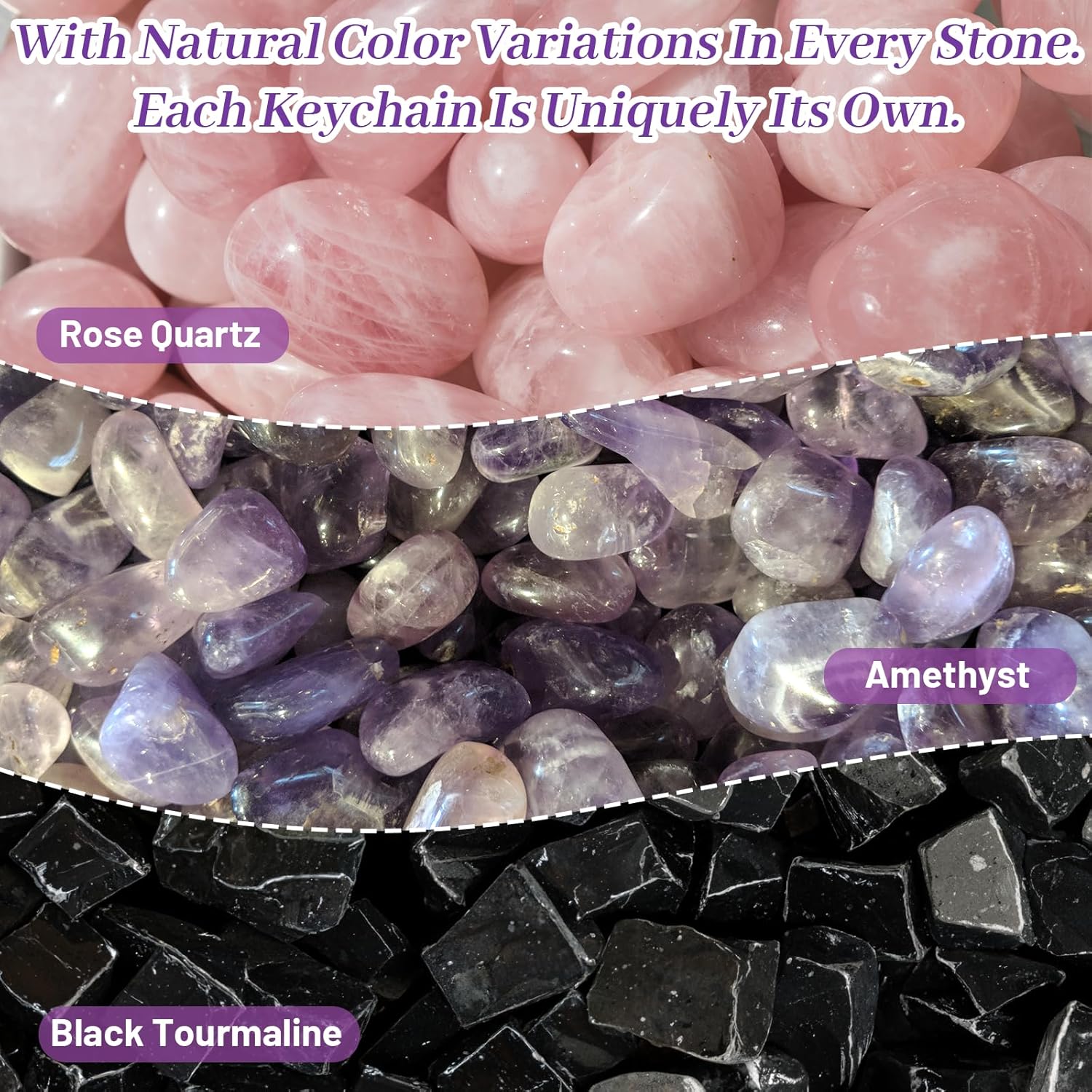 Nogeqi Natural Crystal Keychain for Anxiety Relief, New Beginnings Healing Crystal Key Chain Gifts Keychain for Women Friends Good Luck Retirement Small Healing Stones Gifts