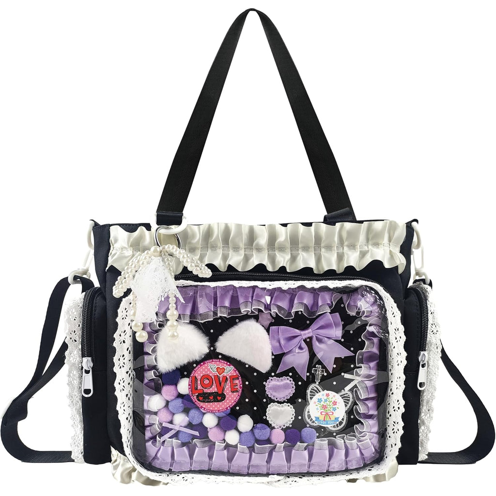 Ita Bag,DIY Clear Pin Display Bag with Insert and Accessories,Anime Kawaii Ita Crossbody Purse,Women Y2K Shoulder Bags