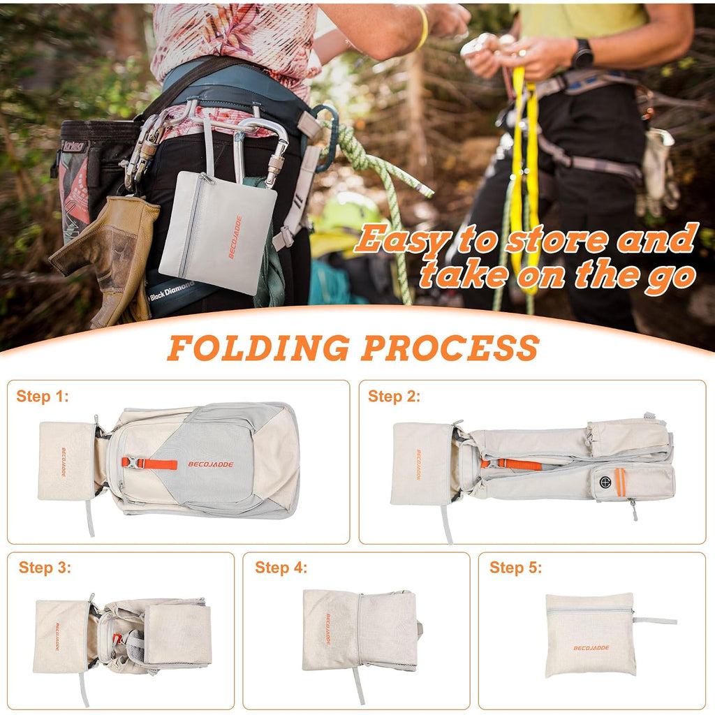 15L Small Hiking Backpack For Men Women Foldable Packable Back Pack Ultralight Hiking Daypack For Travel Camping Outdoor, Beige