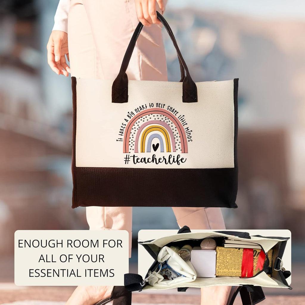 THEBUSSA Teacher Appreciation Gifts - Embroidery Teacher Gifts for Women - Graduation, Retirement, Birthday Tote Bag