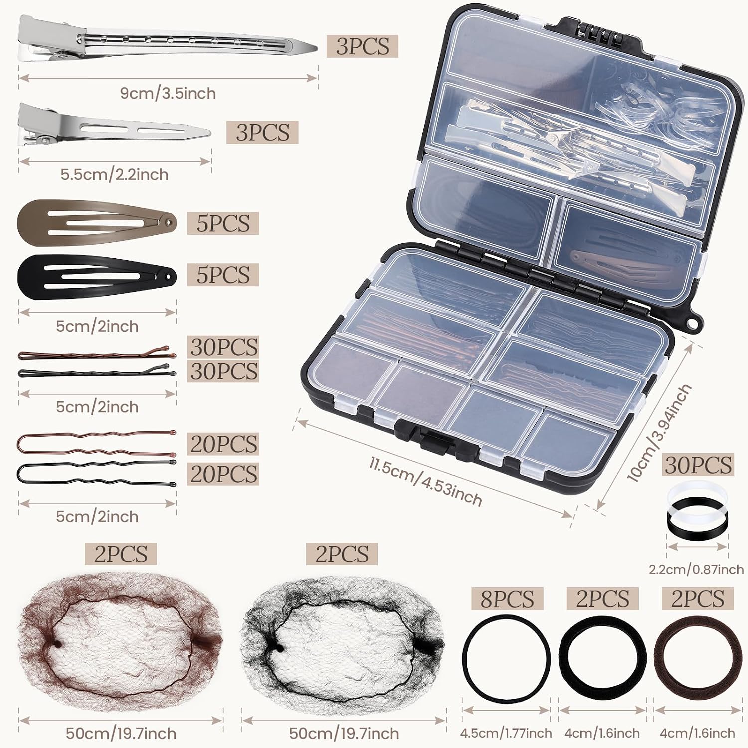 Teenitor 163Psc Hair Accessories Kit, Bobby Pins Hair Pins Hair Net Hair Clips And Hair Ties Hair Bands, Hair Kit For Dances Ballet Competition With Hair Accessories Organizer
