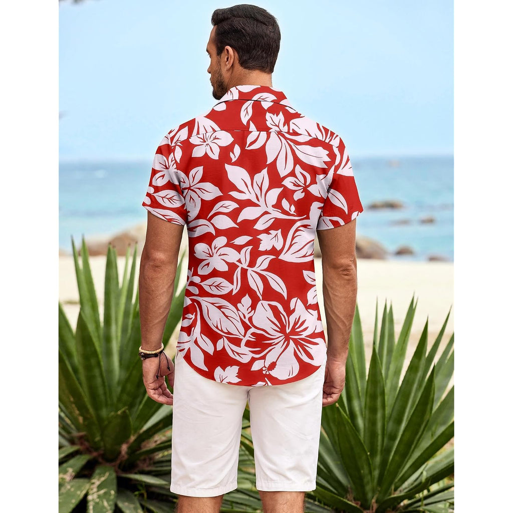 Coofandy Mens Hawaiian Shirt Short Sleeve Button Down Shirts Tropical Summer Beach Shirts Casual Floral Aloha Shirts