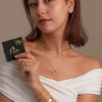 Poxtex Layered Gold Necklaces for Women, Stackable Dainty 14K Gold Silver Plated Trendy Simple Heart Diamond Cross Bow Circle Pendant Paperclip Choker Dot Chain Necklace,Jewelry Set Gifts for Women
