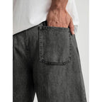 Emmiol Baggy Jean Shorts Men, Y2K Jorts Cargo Ripped Elastic Waist, Mens Denim Shorts Comfy Casual Streetwear Summer