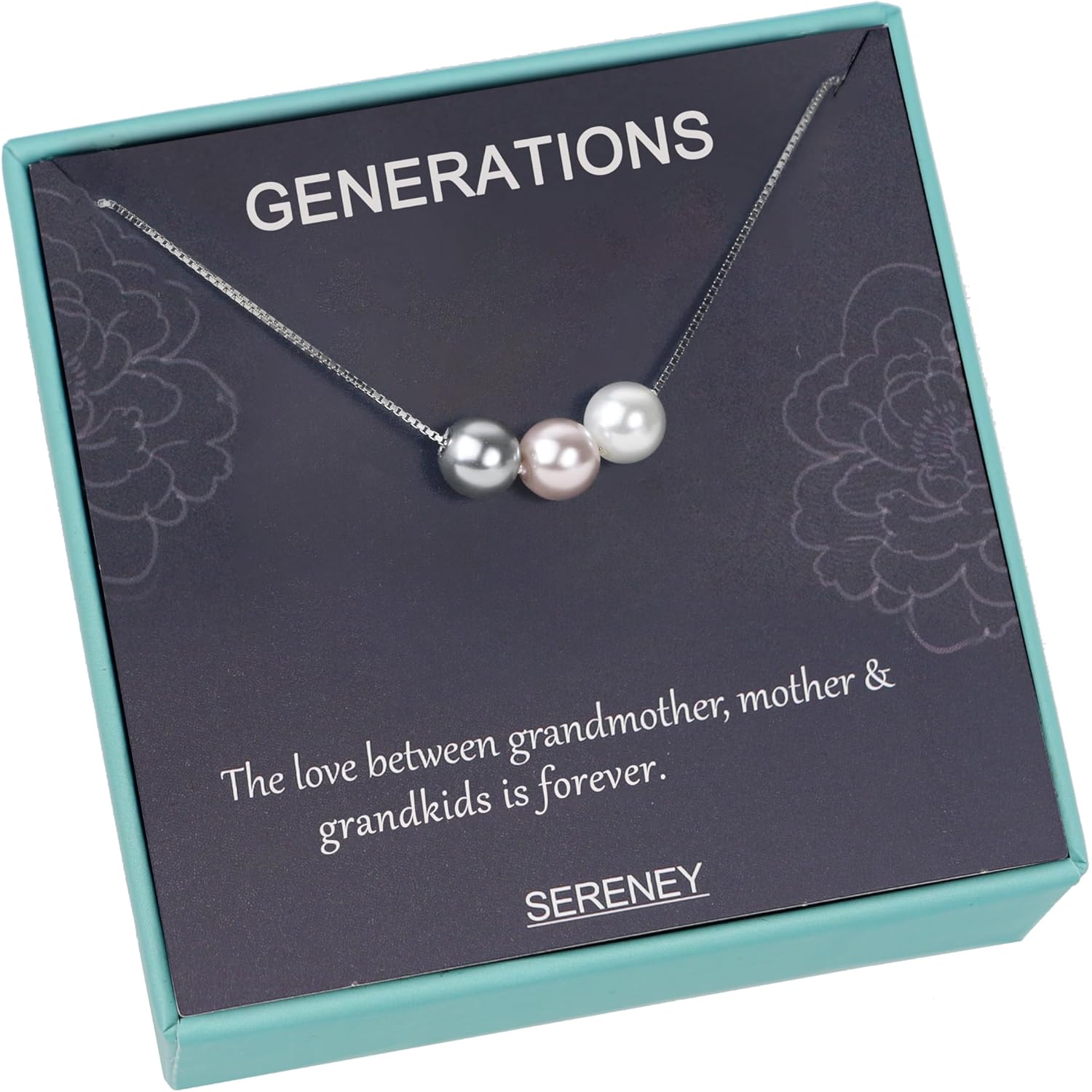 Sereney S925 Sterling Silver Grandma Necklace as Mothers Day Gifts for New Grandma, 3 Circles Grandmother Granddaughter Jewelry for Mom Nana, 3 Sterling Silver Pearl Jewelry as New Grandmother Gifts