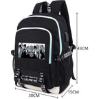 Roffatide Anime Laptop Backpack College Schoolbag Printed Rucksack With Usb Charging Port & Headphone Port Black