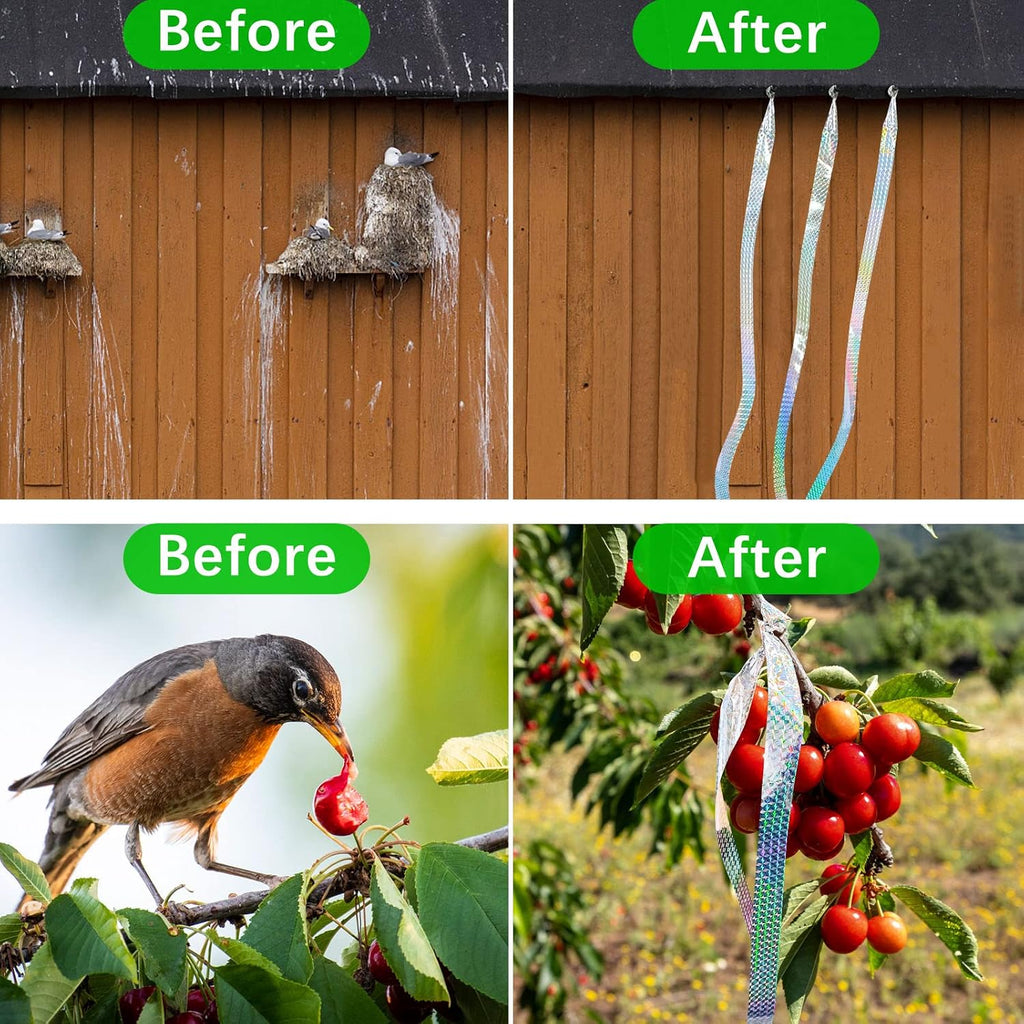 [492Ft] Effective Birds Scare Ribbon, Reflective Flash Reflectors To Keep Pigeons, Hawks, Woodpeckers, Geeses Away From Trees Plants Crops