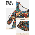Enmain Womens Tops 3/4 Sleeve Tunic Tops Dressy Casual Plus Size Tunic To Wear With Leggings Swing Shirt Loose Fit Blouses