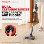 Honeywell Dual Mode Cordless Vacuum Cleaner, Brushless Stick Vacuum Cleaner For Carpet And Hard Floor W/Powerful Suction, Free‑Standing, Anti‑Tangle, 45Mins Runtime, Rechargeable For Home Pet Hair Vc6