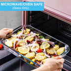 KOMUEE 8 Pieces Glass Baking Dish with Lids Rectangular Glass Baking Pan Bakeware Set with Lids, Baking Pans for Lasagna, Leftovers, Cooking, Kitchen, Fridge-to-Oven, Gray