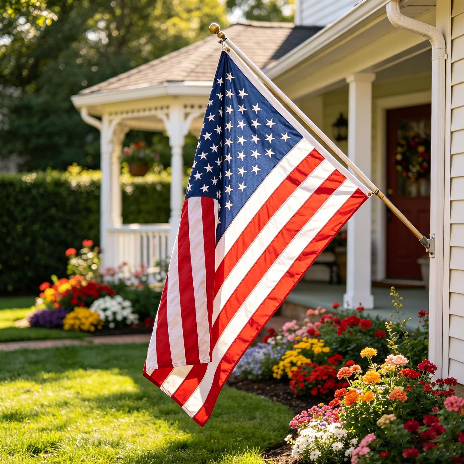 American Flags For Outside 3X5, Heavyduty Spun Polyester American Flag For High Wind Outdoor, Uv Protected/Sewn Stripes/Embroidered Stars/Brass Grommets, Us Flag Built For The Toughest Conditions (3X5 Foot)