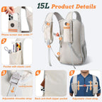 15L Small Hiking Backpack For Men Women Foldable Packable Back Pack Ultralight Hiking Daypack For Travel Camping Outdoor, Beige
