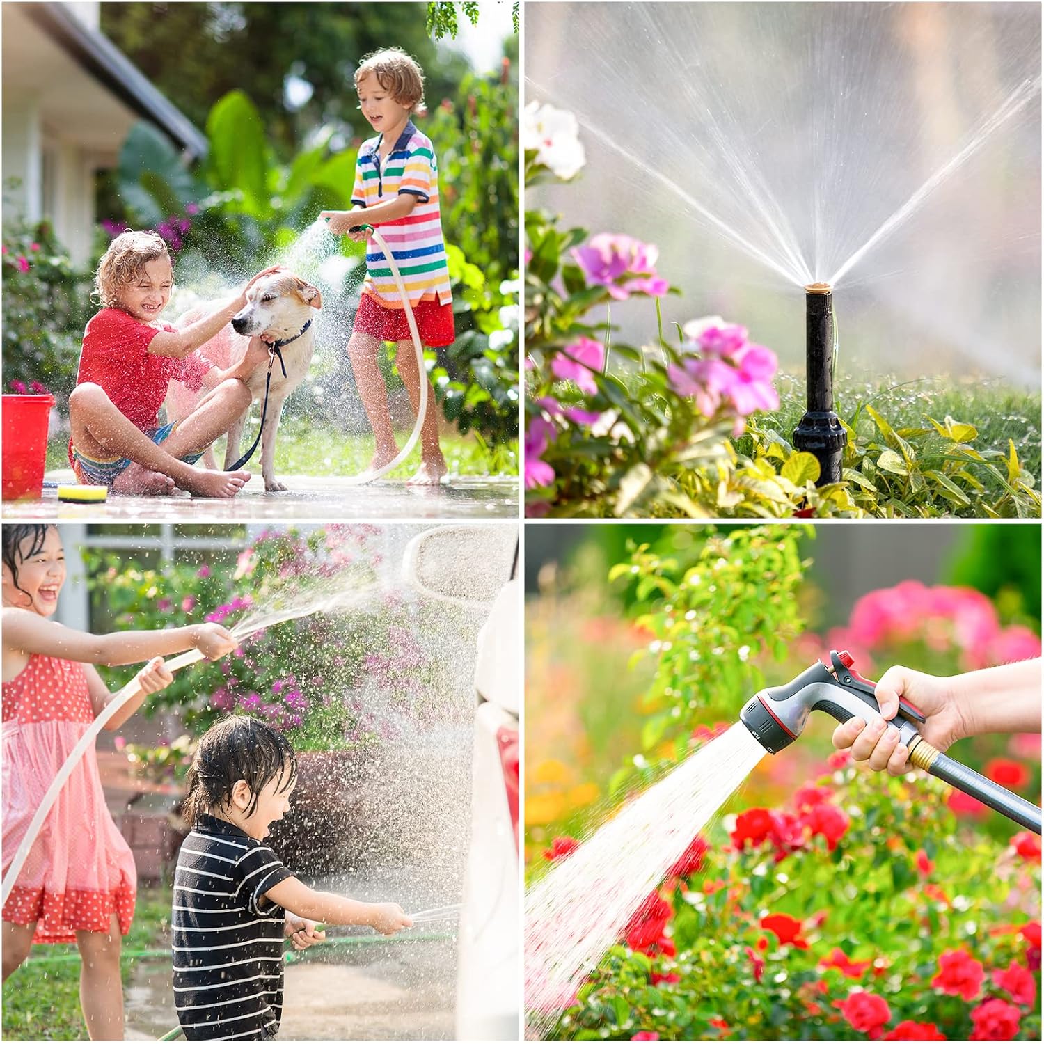 Twinkle Star 4 Way Heavy Duty Brass Garden Hose Splitter | 3/4" Hose Connector, Hose Spigot Adapter, 4 Valves
