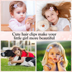 Gingbiss Hair Clips Set: 16 Sparkly Metal Snap Barrettes For Girls, Flower/Star/Crown/Heart/Butterfly Shaped Styling Accessories
