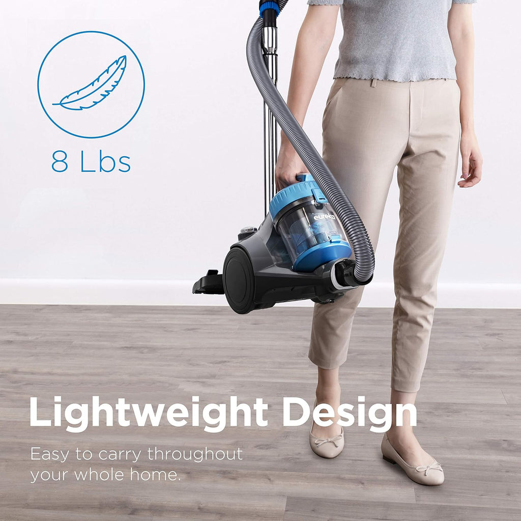 Eureka Whirlwind Bagless Canister 2.5L Vacuum Cleaner, Lightweight Vac For Carpets And Hard Floors, Nen110A, Blue