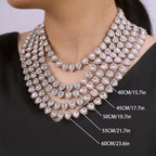 fasone Rhinestone Hearts Necklace, Iced Out Hearts Jewelry，Silver Tennis Necklace For Women，Tennis Necklaces For Women, Heart Tennis Necklace
