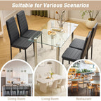 Karl Home Dining Chairs Set Of 4, Pu Leather & High Back, Black